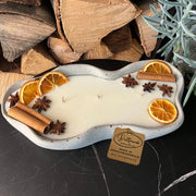 Vela de hormigón con cera de soja, aroma a toffee de vainilla, 3 mechas, 30 cm, naranja y canela