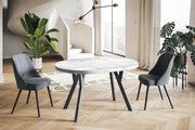 Mesa de comedor redonda extensible – Mesa de salón y cocina moderna – Mesa con construcción estable, diámetro 80 cm - 130 cm – Color negro – Colección OVO
