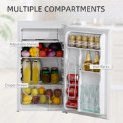Mininevera con congelador HOMCOM de 3.2 pies cúbicos, refrigerador compacto de una puerta con termostato ajustable para dormitorio