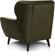 Sillón Abby de CAVADORE / Sillón tapizado retro con aspecto de terciopelo y botones decorativos / 87 x 89 x 88 / Aspecto de terciopelo, verde