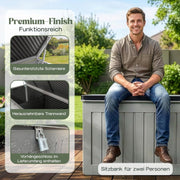 Olsen & Smith Caja de almacenamiento XXL 830L, baúl de jardín con tapa grande, caja impermeable para cojines, armario de jardín para cojines y cajas de almacenamiento para jardín, balcón, terraza, color antracita, caja para paquetes