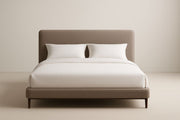 Cama doble de tela de poliéster 200x160x100 cm beige