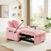 Sillón sofá convertible 3 en 1, sofá cama individual con respaldo ajustable, soporte para teléfono, USB y tipo C - ModernLuxe