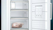 Congelador Siemens GS54NAWCV iQ500, 176 x 70 cm, 327 L, noFrost nunca más volver a descongelar, bigBox espacio para alimentos congelados grandes, varioZone estantes y cajones de cristal flexibles, Blanco