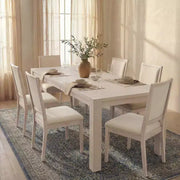 Juego de comedor moderno - Mesa de 80" + 6 sillas acolchadas, estructura de madera maciza, capacidad de la mesa de 400 lbs, fácil montaje
