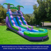 Tobogán acuático inflable de grado comercial de 16' HeroKiddo 2025 con piscina adyacente para niños y adultos (incluye soplador), uso húmedo y seco, diversión de verano