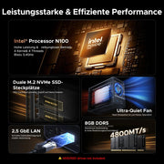 UGREEN NASync DXP2800 NAS de 2 bahías sin HDD, Intel N100, 2.5 GbE, 8 GB DDR5, 2x M.2 NVMe, 4K HDMI, Docker, máquinas virtuales, IA
