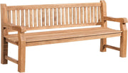 Banco de teca CLP Jackson V2 I Banco de madera resistente a la intemperie con respaldo I Banco de jardín estable de madera de teca maciza, color: Teca, tamaño: 200 cm