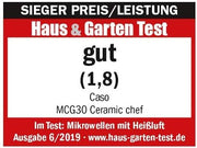 CASO MCG30 Ceramic Chef Ganador del test Haus & Garten, microondas 3 en 1 con grill + convección 2100W 30L, base de vidrio de borosilicato, función de horno hasta 200°C