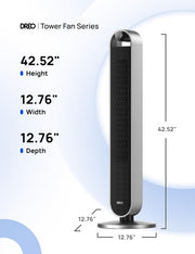 Ventilador de torre inteligente Dreo 25 dB más silencioso con control por voz, ventilador WiFi para Alexa, control por APP, ventilador de pie oscilante de 120°, 12 velocidades, 4 modos, temporizador de 12 horas, Pilot Max S