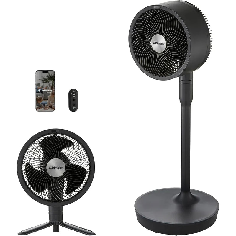 Ventilador inteligente a batería DUOCOOL 2 en 1 de pie y de mesa, inalámbrico, 45 horas de autonomía, 5 niveles turbo, control por aplicación, compatible con Alexa