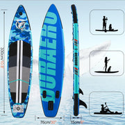 Tabla de paddle surf inflable con asiento de kayak, 330 x 76 x 15 cm, hasta 150 kg, almohadilla integrada, aleta desmontable, remo doble ajustable, kit de reparación, camuflaje azul
