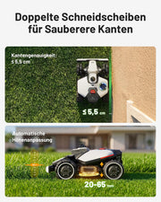 Robot cortacésped MAMMOTION LUBA 2 AWD 1500 sin cable perimetral, rec. 1500 m², LiDAR 360° y visión IA de doble cámara, ajuste automático de altura, pendiente del 80%, DropMow, cartografía multizona automática, 20 zonas múltiples
