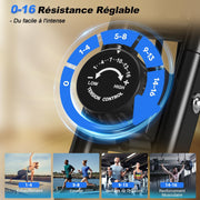 Bicicleta estática, SLUNSE Bicicleta estática 5 en 1 con 16 niveles de resistencia magnética, bicicleta estática plegable con 10 dB, bicicletas de fitness para entrenamiento cardiovascular en casa, capacidad de 160 kg