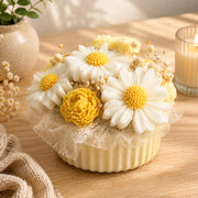 Ramo de flores de cera de soja perfumadas en maceta decorativa, hecho a mano, reutilizable