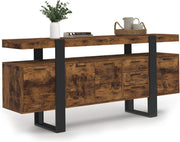 IDMarket - Aparador Phoenix XXL de 180 cm, 4 puertas y 3 cajones, madera efecto envejecido y negro