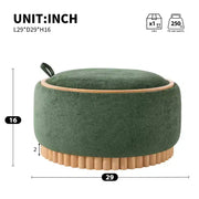Puf de almacenamiento redondo Polibi con base cilíndrica de madera maciza y tapa reversible