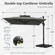 MAISON ARTS Sombrilla Cantilever Hidráulica Automática de 3.65 m, Poste de Aluminio con Rotación de 360 Grados