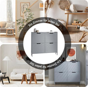 SoBuy Zapatero estrecho con 4 puertas abatibles, mueble zapatero alto y compacto, armario para zapatos con 4 estantes, organizador cerrado para recibidor, pasillo y vestíbulo, 100x91x19cm, Gris claro FSR100-HG