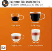 Krups Essential, Cafetera espresso superautomática, 2 tazas simultáneas, Pantalla LCD, Limpieza automática, Boquilla de vapor, Jarra de leche de acero inoxidable para capuchino, Negra, EA816031