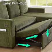 Sofá cama Dyonery 81, sofá seccional en forma de L, sofá extraíble con respaldo reclinable, puertos USB