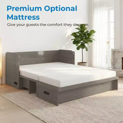 Cama Murphy convertible tamaño queen Mjkone con colchón, carga USB y cajones de almacenamiento