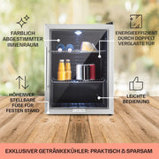 Mininevera Klarstein con puerta de cristal para habitaciones, refrigerador de bebidas con estantes ajustables, pequeño de 80 litros, frigorífico silencioso para interiores/exteriores
