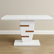 Mesa consola extensible de madera compuesta rectangular blanca y marrón 120x40x90 cm