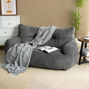 Puf Pamapic, puf para adultos con relleno, sillón doble tipo lounge con asa portátil, puf ergonómico moderno, silla tipo puf para interiores para sala de estar, dormitorio, sala de juegos, gris