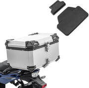 Set Top Case Moto Aluminio 65L + respaldo pasajero Bagtecs XB65 Plata