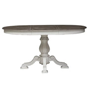Mesa de comedor redonda de pedestal Magnolia Manor con extensiones expandibles - 2 acabados