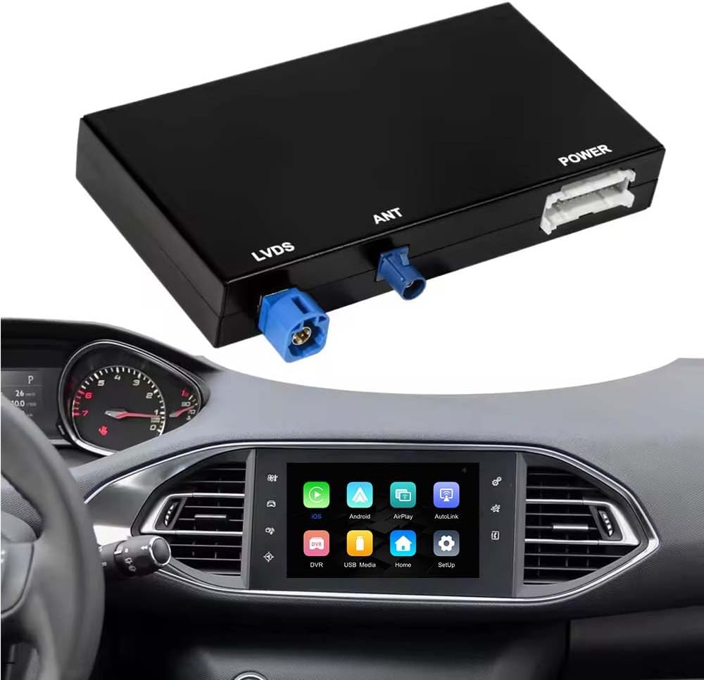 Adaptador inalámbrico CarPlay AUTOTOP, kit de reequipamiento y decodificador para Peugeot 208 de 7 pulgadas con Smeg MRN y Citroën Picasso C4, C5, DS4, DS3, 308, 508, 208, 3008 (2013-2016), compatible con CarPlay, Android Auto, Mirror Link y cámara.