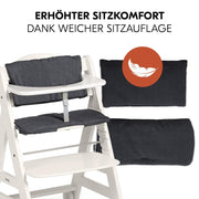 Hauck Trona Beta+ Newborn Set Eco Bouncer - Trona de madera evolutiva para bebés desde el nacimiento, incluye accesorio para recién nacidos, cojín de asiento y bandeja - Gris oscuro