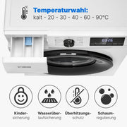 Lavadora Bomann® 8kg | máx. 1400 r.p.m. | 10 años de garantía en el motor | motor inverter robusto, silencioso y duradero | 15 programas de lavado | pantalla LED | lavadora con función de vapor | WA 7185
