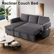 Sofá cama Dyonery 81, sofá seccional en forma de L, sofá extraíble con respaldo reclinable, puertos USB