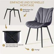 Juego de 6 sillas de comedor Yaheetech, sillas tapizadas con respaldo, para salón, cocina y comedor, asiento de terciopelo, con patas de metal, capacidad de carga de hasta 150 kg, gris oscuro