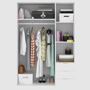 DEKIT GRUPO RIMOBEL Armario Ropero 3 Puertas Y 3 Cajones - Blanco - 121X184X52 Cm