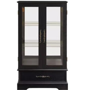 Vitrina de cristal iluminada con estantes ajustables: elegante vitrina de 2 puertas con cajón integrado, incluye bombilla