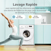 CFE12EW80-W-FR Lavadora de carga frontal 8KG, Clase energética A, Motor BLDC 1400 rpm, 15 programas, Prelavado, Blanco [Clase energética A]