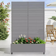 Jardinera con enrejado MAYEERTY Gris hierro, estilo clásico con persianas, 72x35x16 pulg., juego de 3 piezas