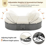 Cama de exterior para patio, diván para 2 personas con cojines y almohadas