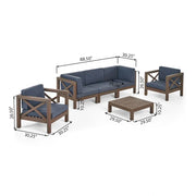 Set de conversación de 6 piezas de madera de acacia Brava Outdoor de Christopher Knight Home