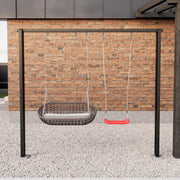 Estructura de columpio QLS 260 cm, soporte para columpio doble, estructura de acero para nido de columpio, negro