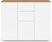 IDMarket - Aparador 100 cm Toby 3 puertas 2 cajones blanco y tablero madera