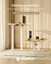 TRIUMPHKEY Escritorio regulable en altura 160x80 con puerto de carga USB, escritorio regulable en altura con 3 botones de memoria y bandeja para cables, mesa de ordenador, escritorio de pie, beige