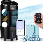 Enfriador de aire Klarstein con refrigeración por agua, enfriador evaporativo 4 en 1 silencioso, humidificador, ventilador y modo nocturno, aire acondicionado portátil de 7 L, enfriador de aire de 65 W, flujo de aire refrigerante de 330 m³/h