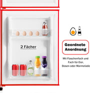 Refrigerador con congelador Merax, combinación frigorífico-congelador, frigorífico pequeño con 51L y congelador de 21L, silencioso, LED, estantes de vidrio, cajón para verduras, estantes en la puerta, para cocina, sala de estar, oficina, negro