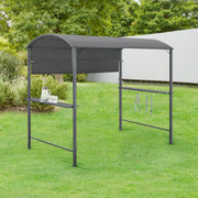 Cenador para barbacoa, toldo de recepción para jardín, tienda con mostrador y ganchos, gazebo robusto para exteriores, acero lacado, poliéster, 215 x 220 x 140 cm, antracita, gris oscuro