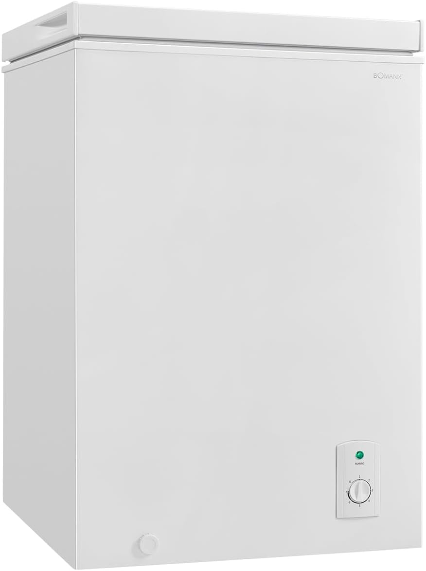 Bomann, arcón congelador de 100 l, color blanco GT7355 – 4 estrellas, temperatura ≤ -18 °C, capacidad de congelación 4,5 kg/24 h, piloto de control, ajuste de temperatura, extraíble, ruedas, ideal para la familia