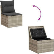vidaXL Conjunto de sofás de jardín de 5 piezas con cojines, polirratán gris claro, conjunto de sofás de exterior, conjunto de sofás de exterior, set de salón de jardín, conjunto de sofás de jardín